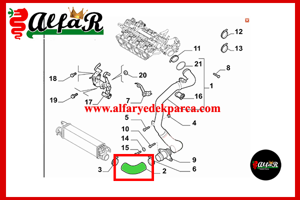 GIULİETTA TURBO HORTUM(SOL ALT INTERKOOLER'A TAKILAN)